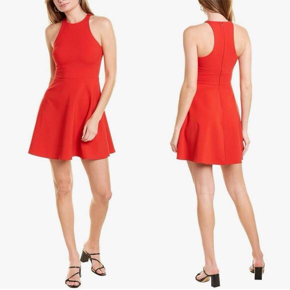 LIKELY Moore Racerback Fit & Flare Mini Dress Red Womens Size 8 - Picture 1 of 8